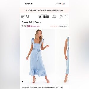 Show Me Your Mumu Claire Midi Dress in Light Blue